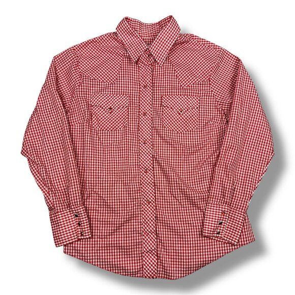 Vtg Lady Dickson Jenkins Shirt Red Gingham Snap Long Slv Western Women’s 21x27” - Picture 1 of 14